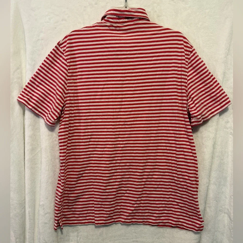 Polo Ralph Lauren Shirt Mens XL Short Sleeve Red White Striped Soft Cotton